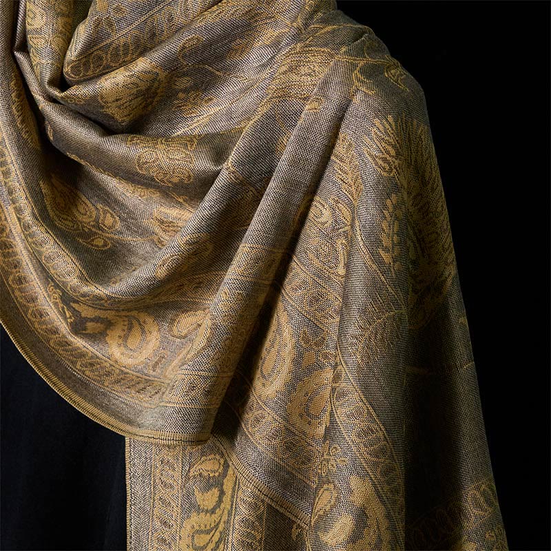 Botanical Pattern Tibetan Shawl Soft Meditation Wrap