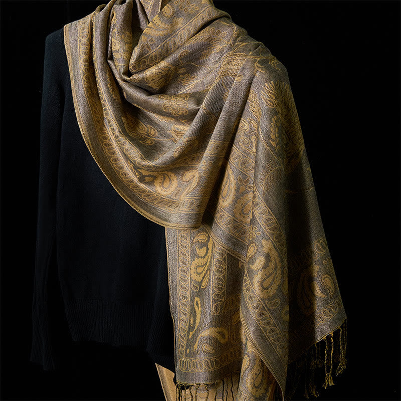 Botanical Pattern Tibetan Shawl Soft Meditation Wrap