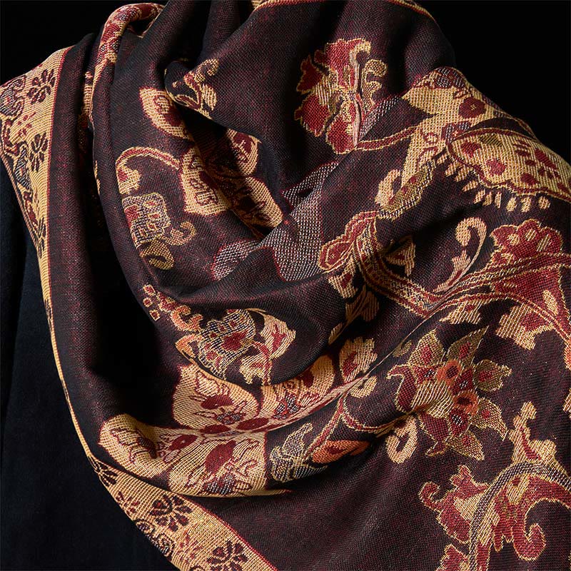 Geometric Pattern Tibetan Tassel Shawl for Mindful Layering