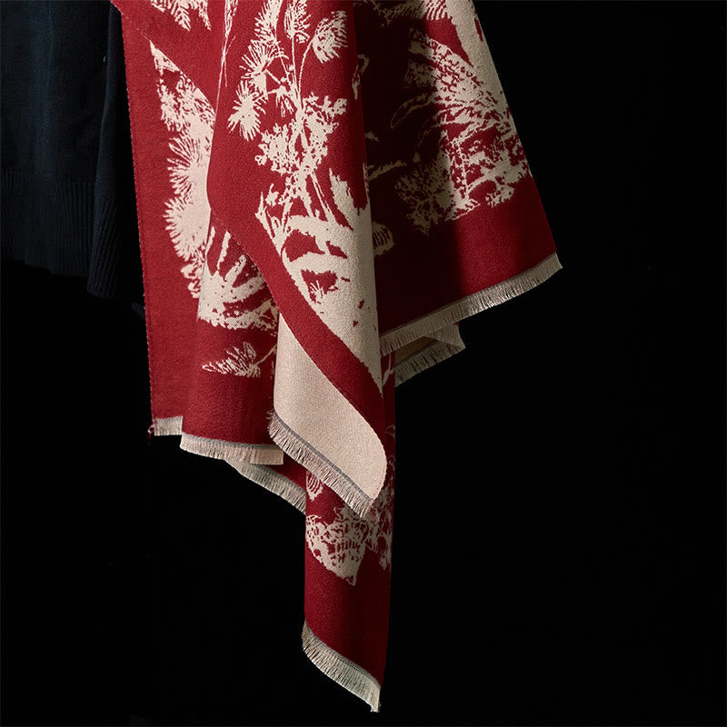 Winter Coconut Tree Animals Pattern Tassel Cozy Scarf Shawl