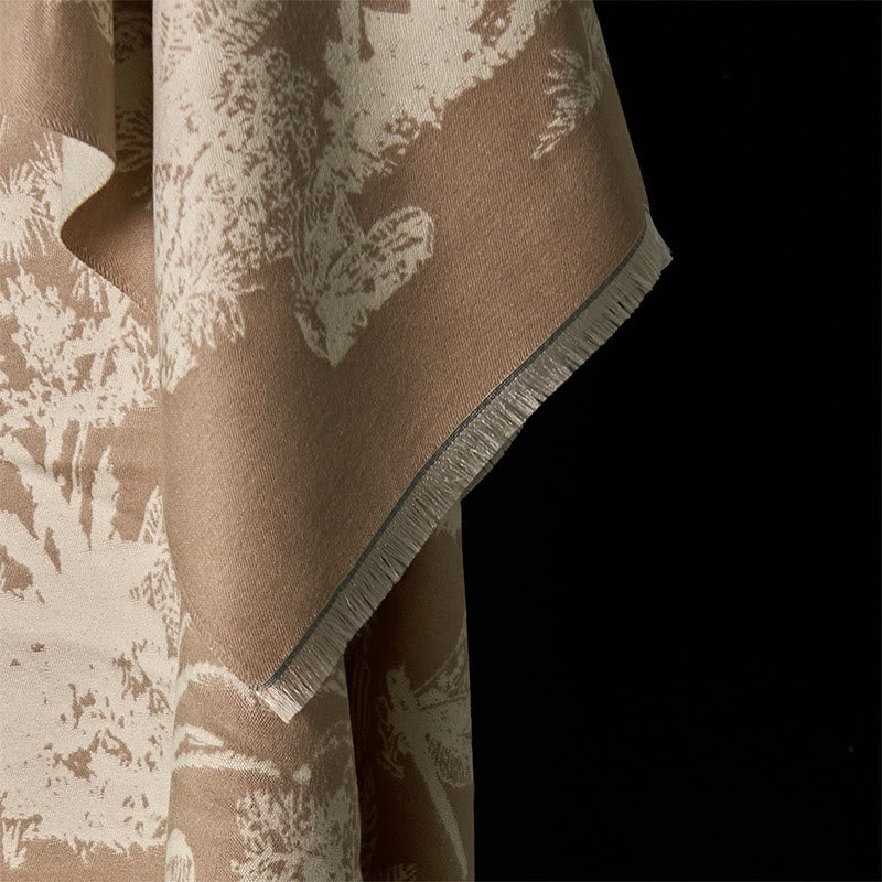 Winter Coconut Tree Animals Pattern Tassel Cozy Scarf Shawl