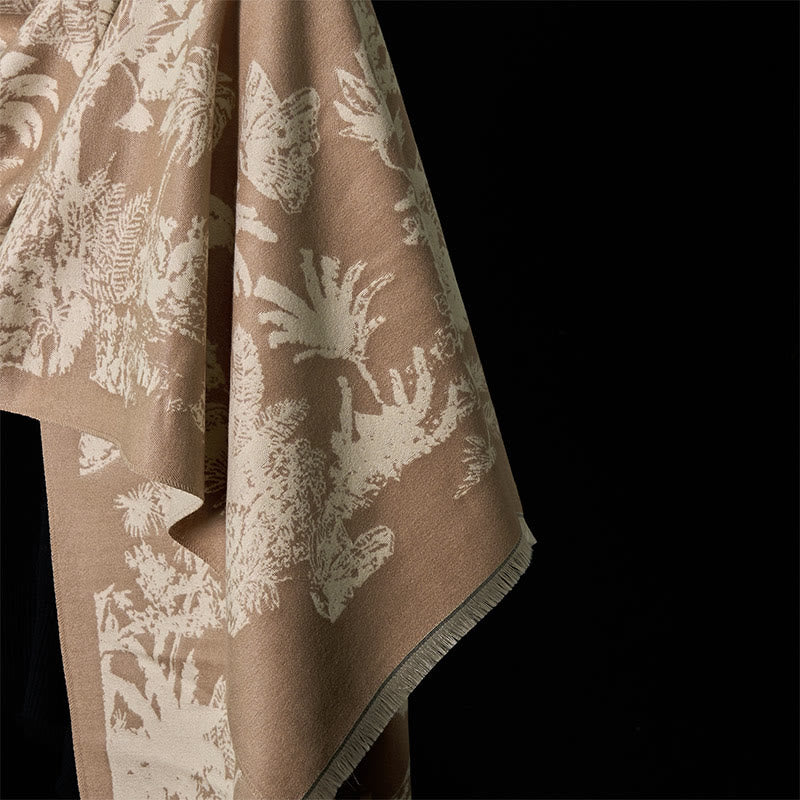 Winter Coconut Tree Animals Pattern Tassel Cozy Scarf Shawl