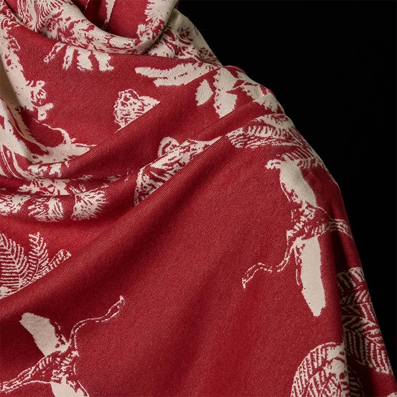 Winter Coconut Tree Animals Pattern Tassel Cozy Scarf Shawl