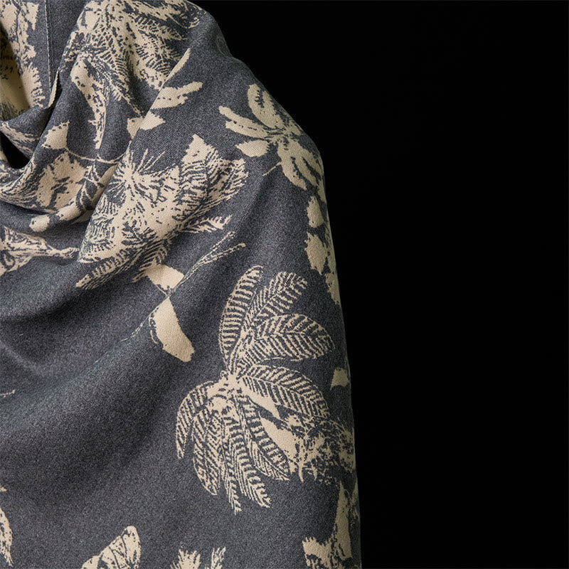 Winter Coconut Tree Animals Pattern Tassel Cozy Scarf Shawl