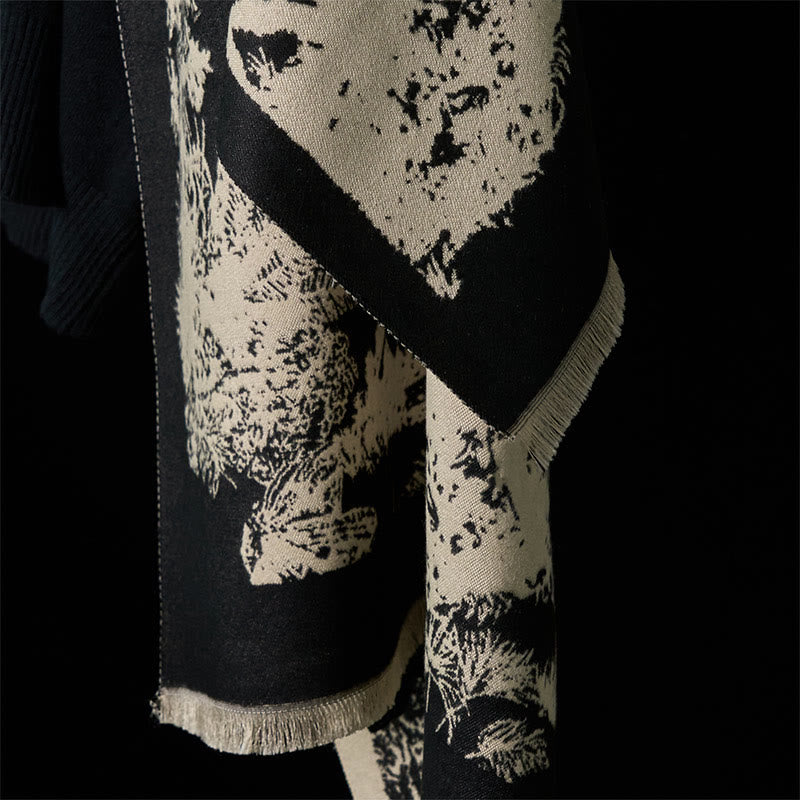 Winter Coconut Tree Animals Pattern Tassel Cozy Scarf Shawl