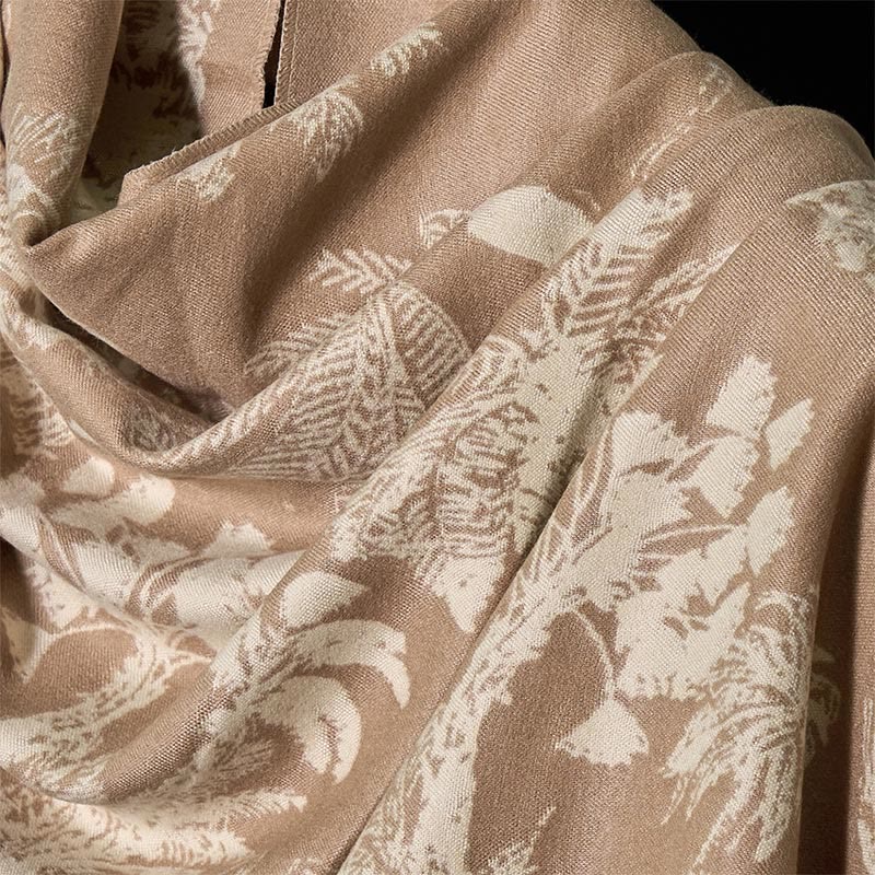 Winter Coconut Tree Animals Pattern Tassel Cozy Scarf Shawl