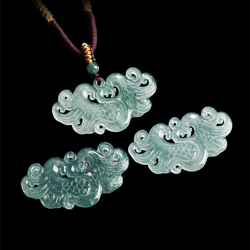Chinese Phoenix Jade Luck Necklace String Pendant