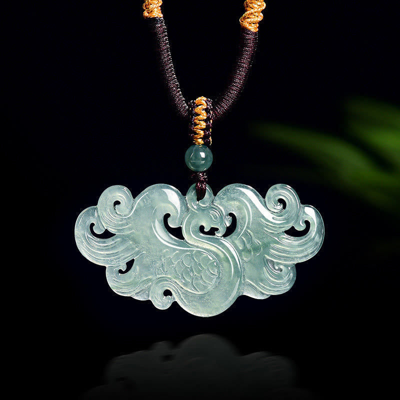Chinese Phoenix Jade Luck Necklace String Pendant