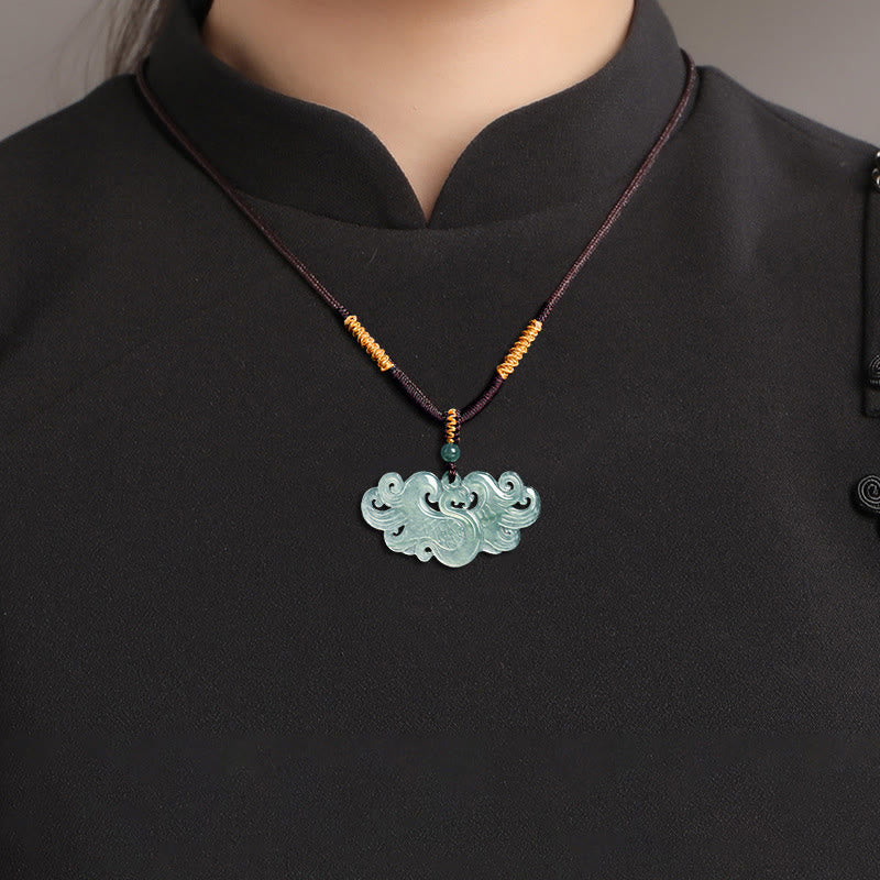 Chinese Phoenix Jade Luck Necklace String Pendant