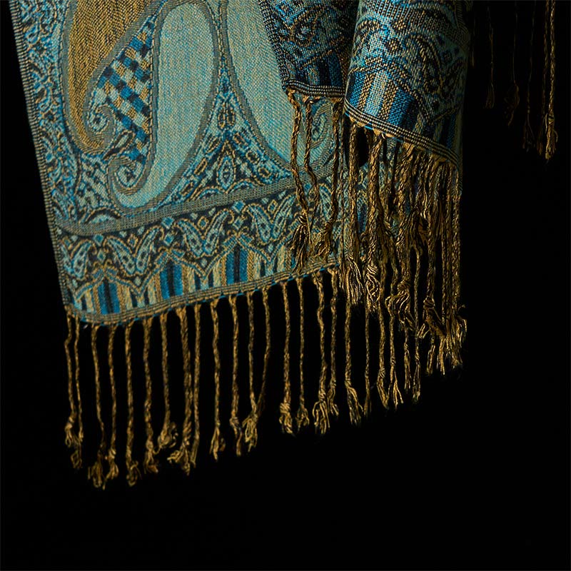 Tactile Geometric Knit Meditation Tibetan Shawl Wrap