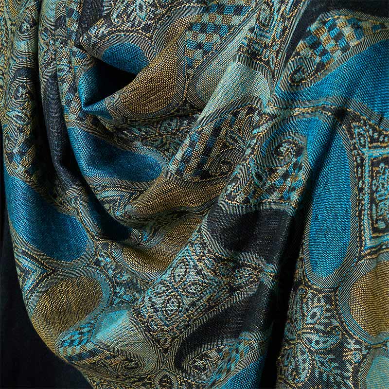 Tactile Geometric Knit Meditation Tibetan Shawl Wrap