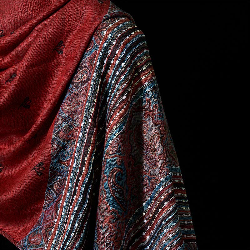 Spring Cashew Flower Stripe Geometric Pattern Tassel Soft Scarf Shawl