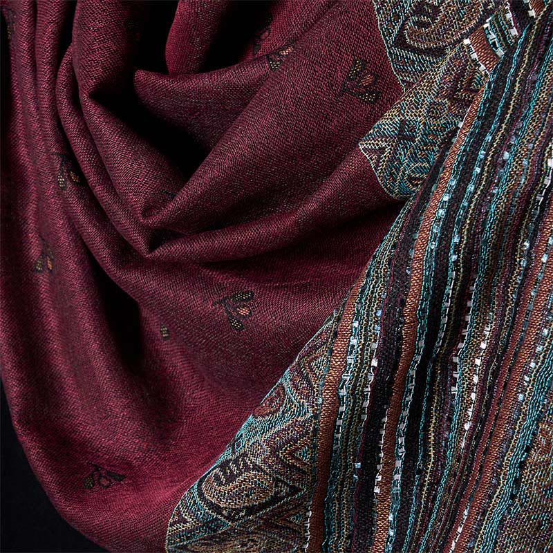Spring Cashew Flower Stripe Geometric Pattern Tassel Soft Scarf Shawl