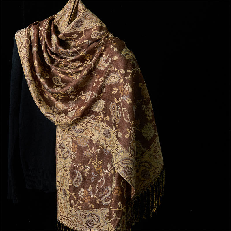 Tactile Knit Cashew Flower Tassel Meditation Shawl
