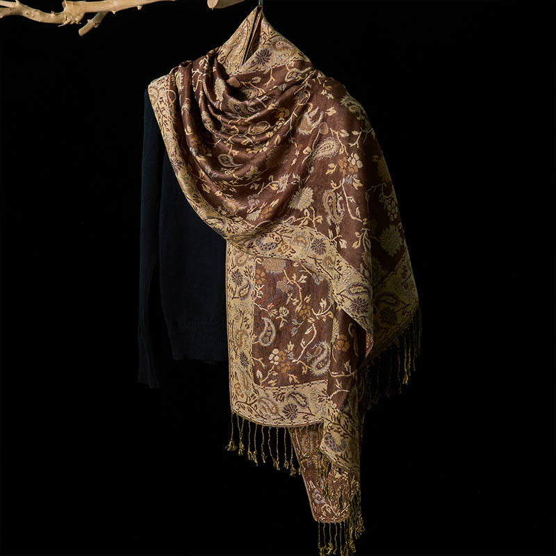 Tactile Knit Cashew Flower Tassel Meditation Shawl