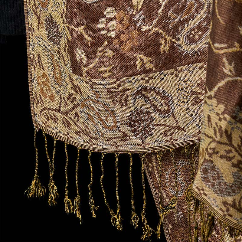 Tactile Knit Cashew Flower Tassel Meditation Shawl