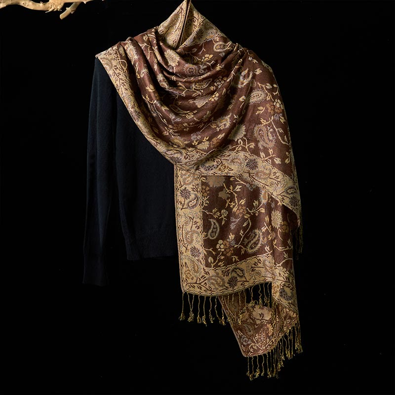 Tactile Knit Cashew Flower Tassel Meditation Shawl