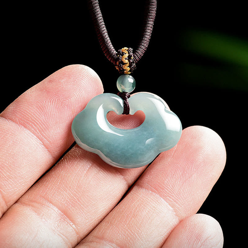 Auspicious Ruyi Jade Luck Necklace String Pendant