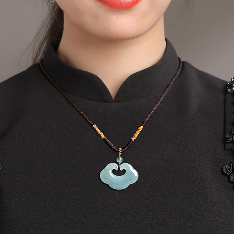 Auspicious Ruyi Jade Luck Necklace String Pendant