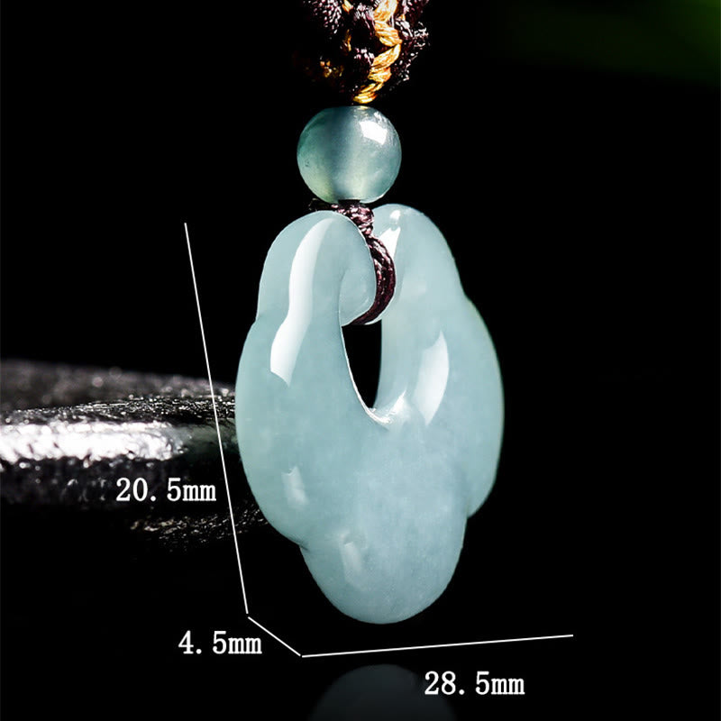 Auspicious Ruyi Jade Luck Necklace String Pendant