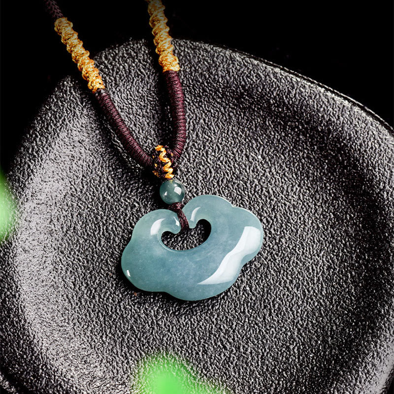 Auspicious Ruyi Jade Luck Necklace String Pendant