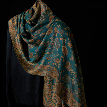 Soft Knit Botanical Leaf Grounding Tibetan Shawl