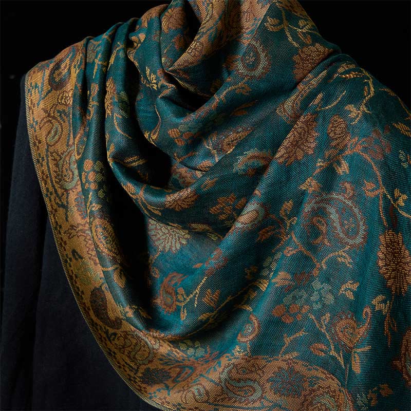 Soft Knit Botanical Leaf Grounding Tibetan Shawl