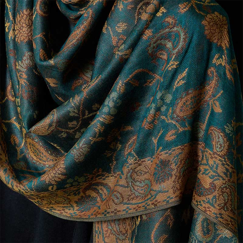 Soft Knit Botanical Leaf Grounding Tibetan Shawl