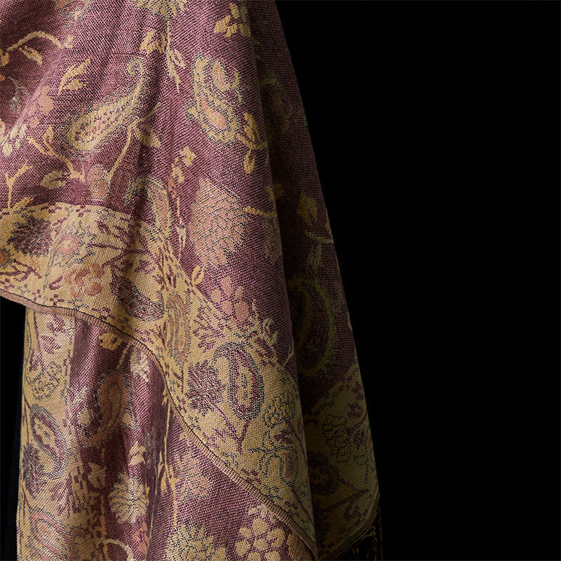 Soft Knit Pale Purple Botanical Meditation Wrap Tibetan Shawl