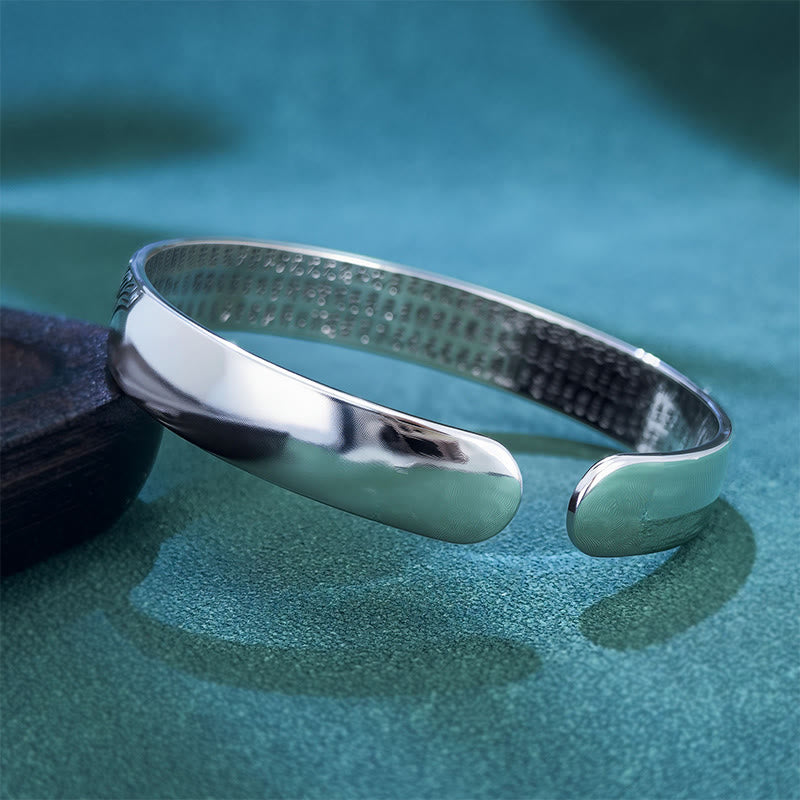 Open Adjustable Copper Heart Sutra Koi Fish Lotus Bangle Bracelet