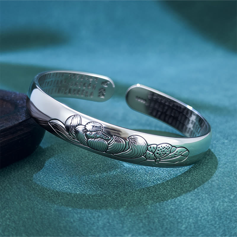 Heart Sutra Lotus Copper New Beginning Open Adjustable Bracelet Bangle
