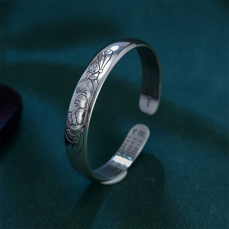 Heart Sutra Lotus Copper New Beginning Open Adjustable Bracelet Bangle