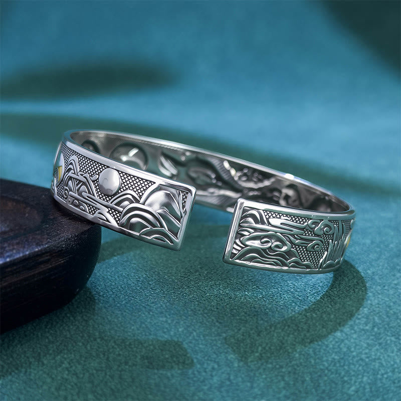 Copper Nine Tailed Fox Protection Open Adjustable Bracelet Bangle