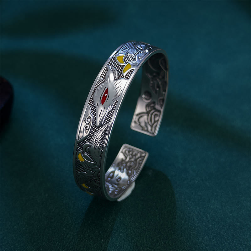 Copper Nine Tailed Fox Protection Open Adjustable Bracelet Bangle