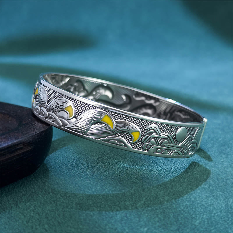 Copper Nine Tailed Fox Protection Open Adjustable Bracelet Bangle