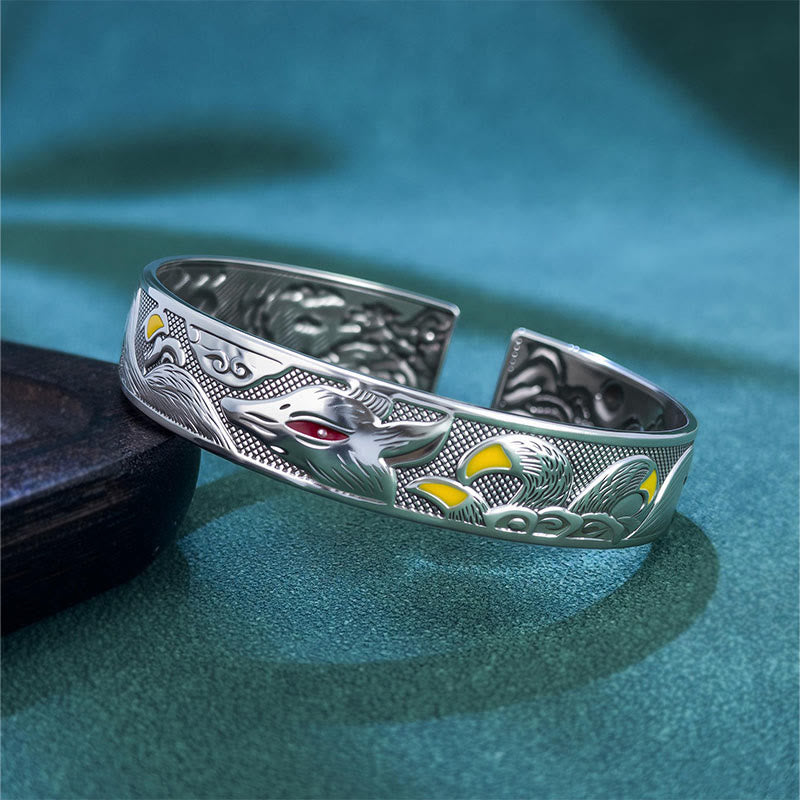 Copper Nine Tailed Fox Protection Open Adjustable Bracelet Bangle