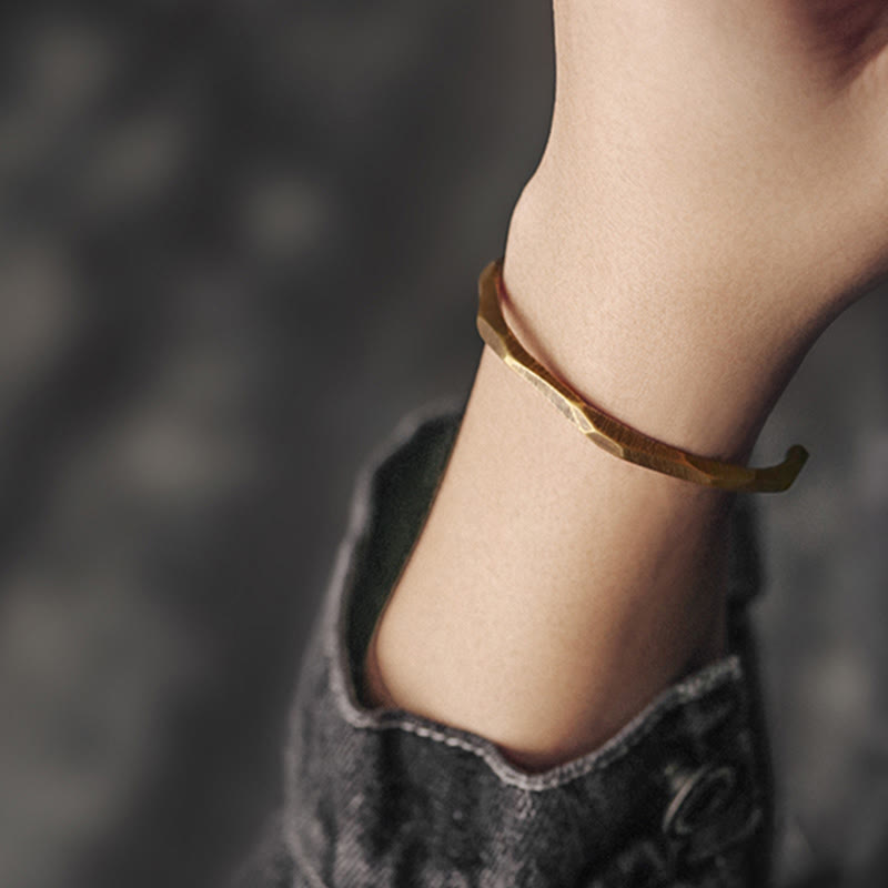 Copper Brass Hand Polishing Open Self Care Bracelet Bangle