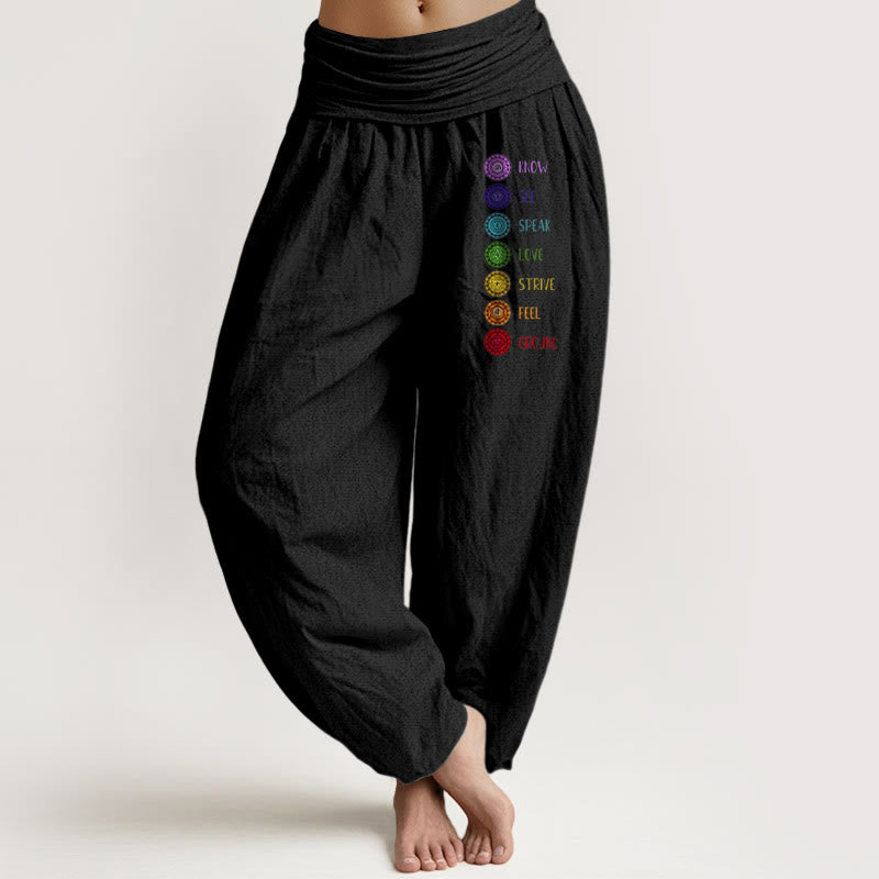 Pure Cotton Chakra Print Elastic Waist Meditation Harem Pants
