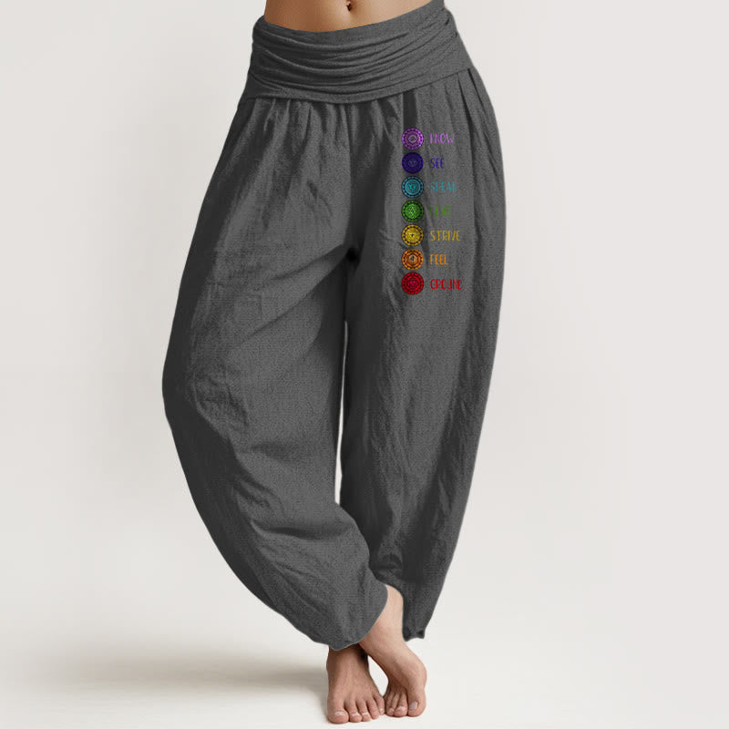 Pure Cotton Chakra Print Elastic Waist Meditation Harem Pants