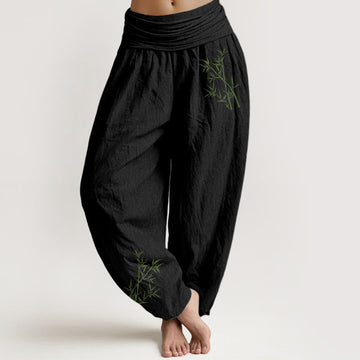 Breathable Cotton Bamboo Print Harem Meditation Pants