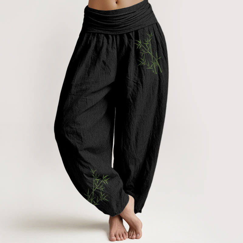 Breathable Cotton Bamboo Print Harem Meditation Pants