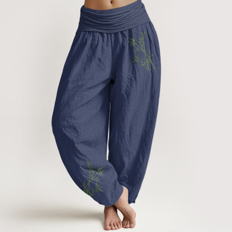 Breathable Cotton Bamboo Print Harem Meditation Pants