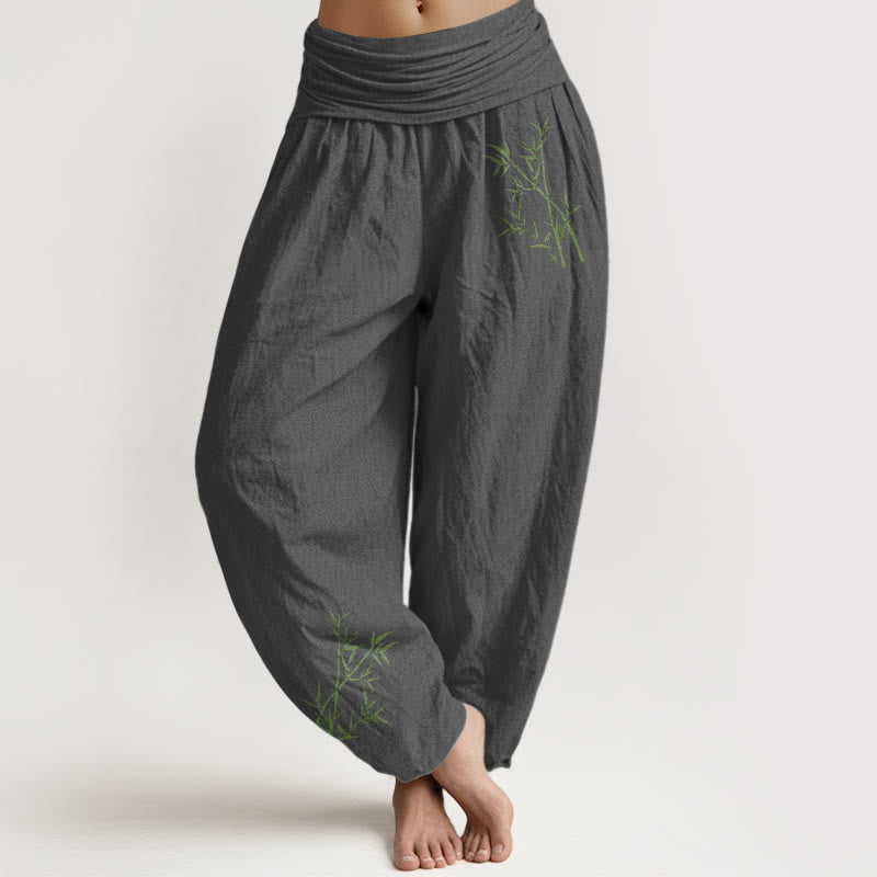 Breathable Cotton Bamboo Print Harem Meditation Pants