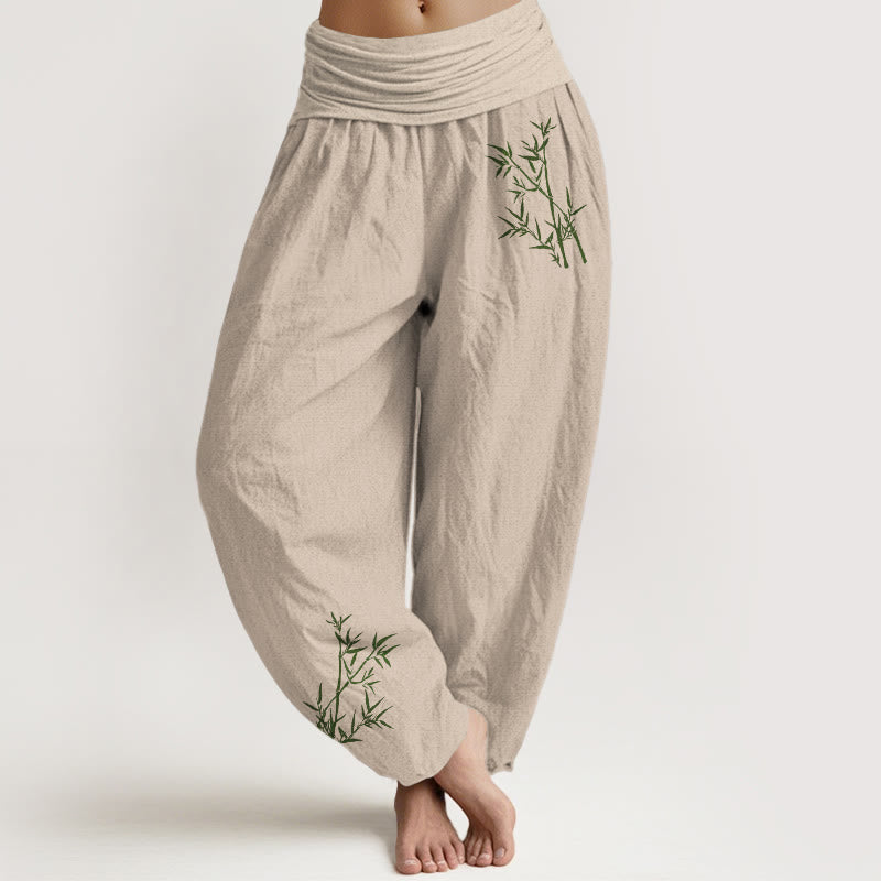 Breathable Cotton Bamboo Print Harem Meditation Pants