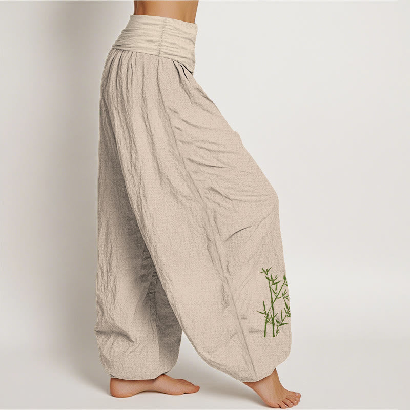 Breathable Cotton Bamboo Print Harem Meditation Pants