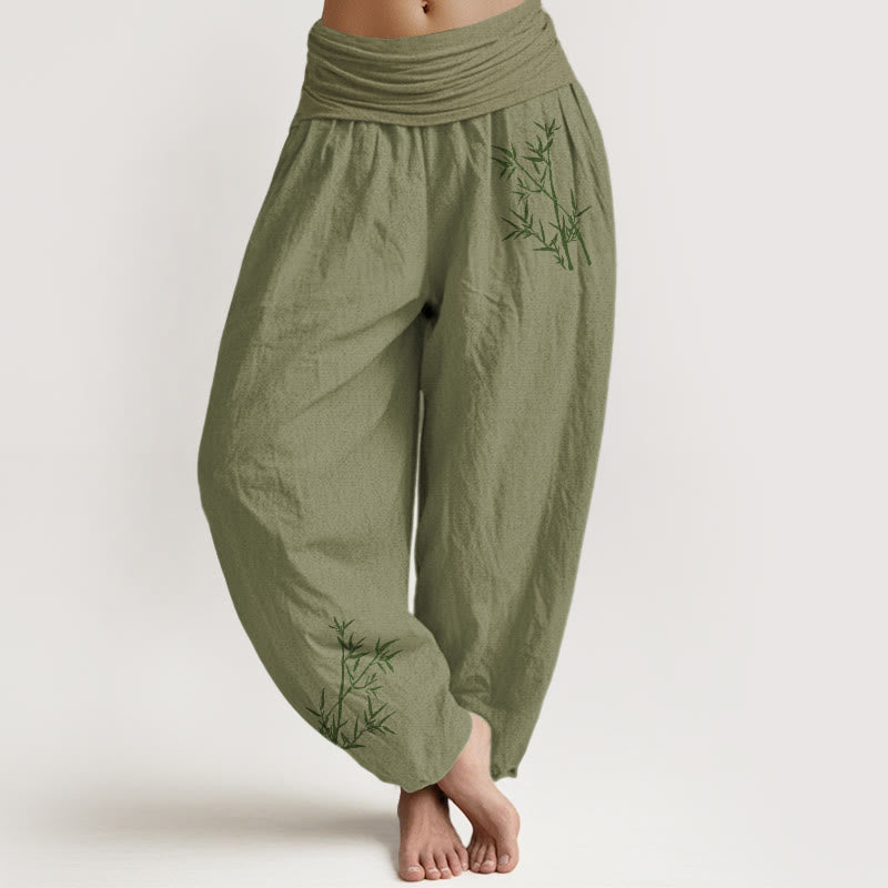 Breathable Cotton Bamboo Print Harem Meditation Pants