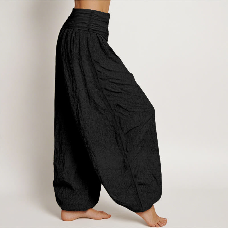 Sun Moon Print Cotton Harem Pants with Adaptive Modal Waistband