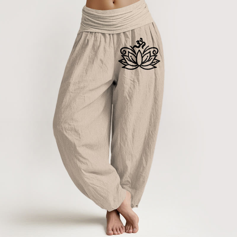 Pure Cotton Sacred Motif Breathable Meditation Harem Pants