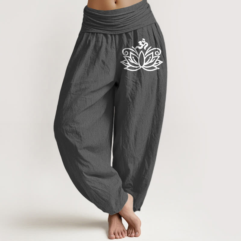 Pure Cotton Sacred Motif Breathable Meditation Harem Pants