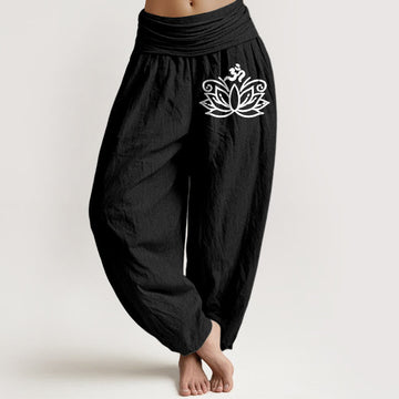 Pure Cotton Sacred Motif Breathable Meditation Harem Pants